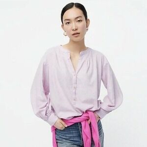 J. Crew Open V-Neck Shirt Donegal Flannel XS Lavender Purple Long Sleeve AG813